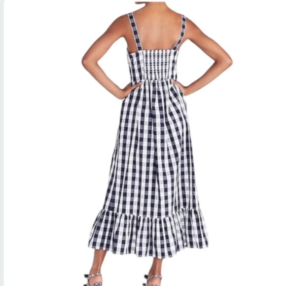 J. Crew Navy Gingham Maxi Dress XS Sundress Smocked Back - Picture 5 of 15